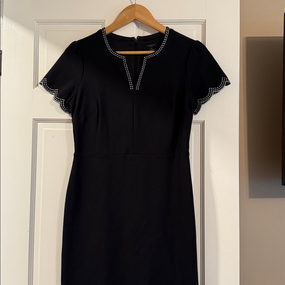 Ann Taylor Black Dress with White Trim
